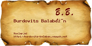 Burdovits Balabán névjegykártya